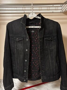 Chipotle Black Shirt Jacket with Red Chili Print Lining